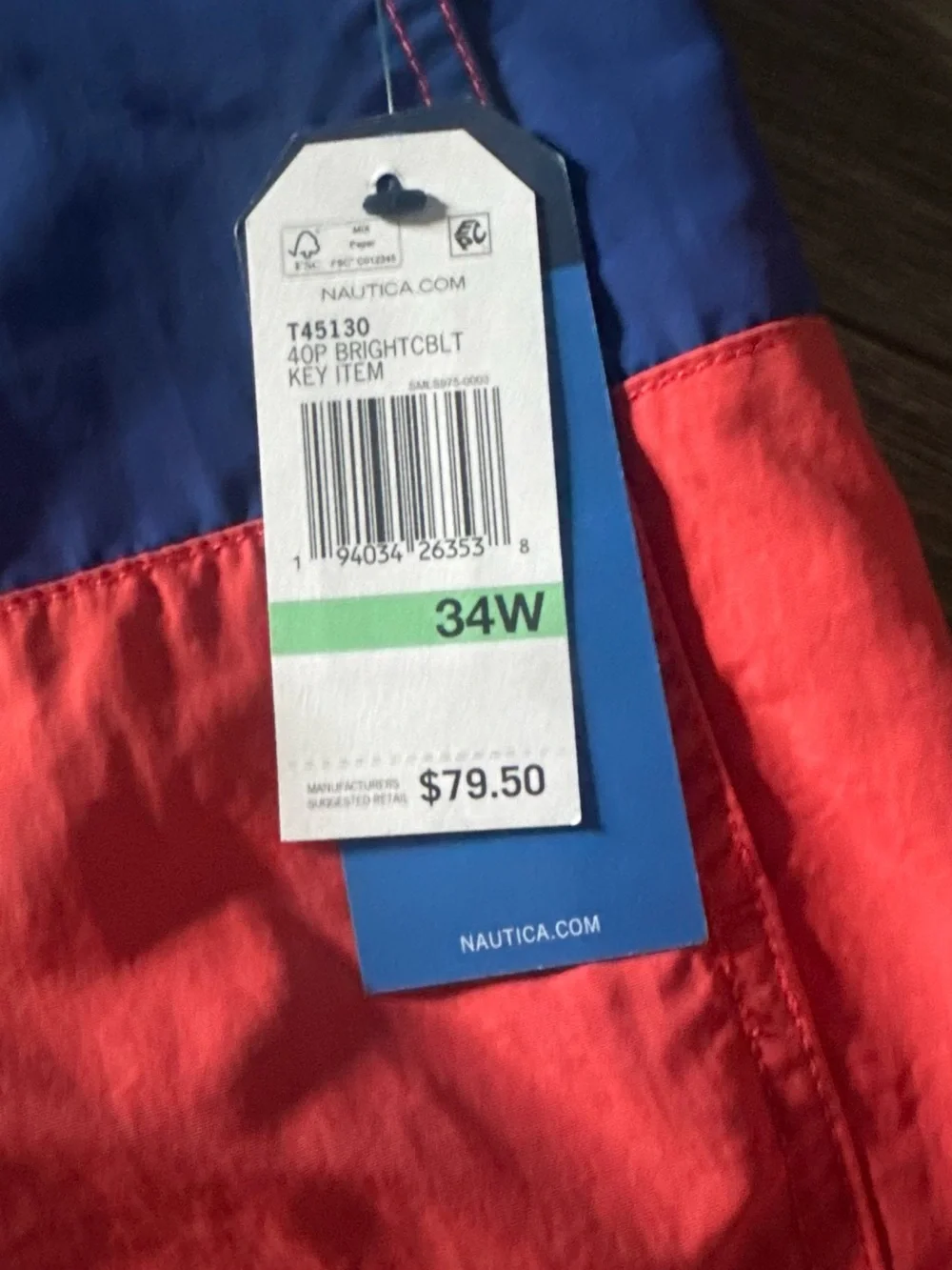 NWT Nautica Blue and Coral Two-Tone Swim Board Shorts